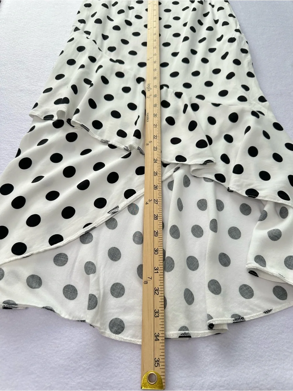 ASOS Polka Dot Ruffle High Low Midi Skirt Sz 6 Tiered Asymmetrical Resortwear